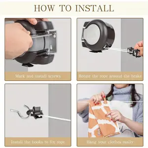 Retractable Dual Line Clothesline Wall Mounted Portable Space Saving Heavy Duty Laundry Drying Line for Balcony Bathroom Indoor Outdoor Home Use