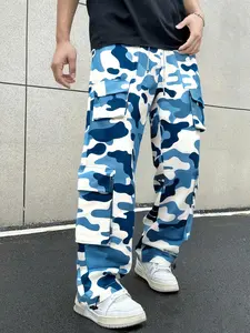 Men's Camo Pants, Fashionable Camouflage Design, Suitable for Outdoor Activities & Casual Wear, All-Season Woven Fabric, Moderate Thickness