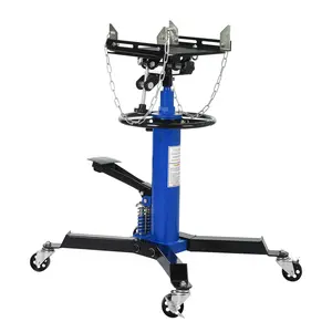 GARVEE Dual Plunger Hydraulic Transmission Jack – 1,322 lbs Capacity, 2-Stage Telescoping Lift from 33.5" to 69", Foot Pedal Operation, Swivel Casters, Heavy Duty Red Transmission Jack Stand for Gearbox, Engine, Auto Repair, Garage & Workshop Lifting