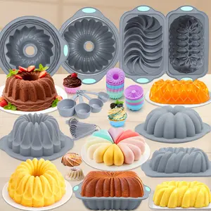 nonstick pan To encounter 66/45/21 Pieces Silicone Baking Set 7 Cups Tubular Cups 45 Mini Loaf Pans for Banana Bread Sandwiches Pound Cakes Meatloaf Mousses Jellies Chocolates Christmas Gift