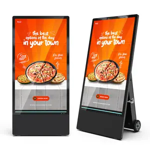MWE 43 inch Rechargeable Portable Outdoor Digital Signage Displays,  Smart LCD Split Screen, IP55 Waterproof Movable Kiosk（Android 9.0）