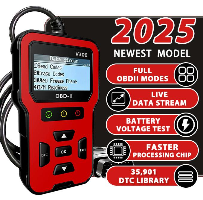 RODEDIO  V300 OBD2 Scanner - Car Code Reader & Scan Tool - Automotive Scanner - Helps Fix Check Engine Light Issues & More Multifunctional
