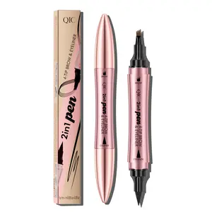 2 in 1 Eyebrow Pencil & Eyeliner, 1 Count Long-lasting Waterproof Eyebrow Liner with Stamp, Precision Dual-ended Makeup Tool for Women, Eyebrow Products tiktokshopspringglowup