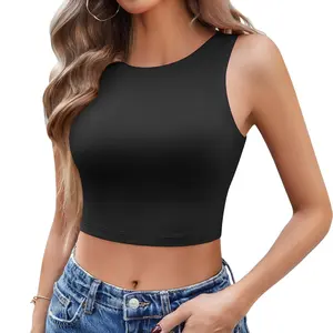 Avidlove Tank Top for Women Sleeveless Double Lined Crop Tops High Neck Racerback Camisole Summer Casual Slim Clothes