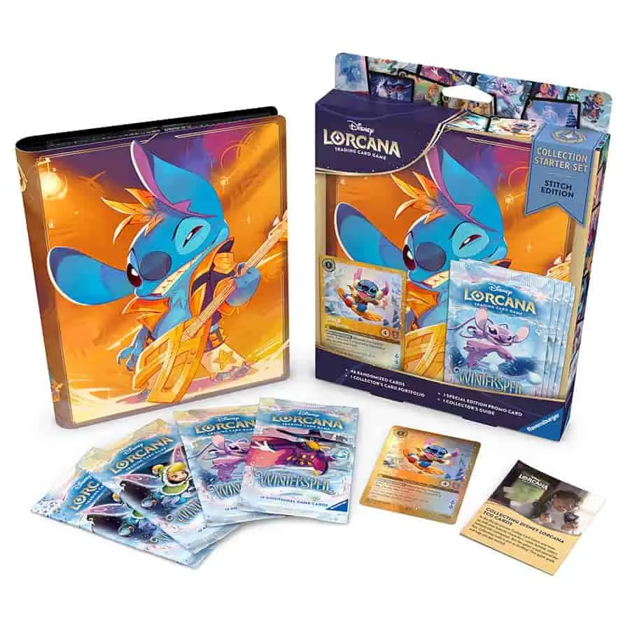 Ravensburger Disney Lorcana TCG: Collection Starter Set - Stitch Edition -  Includes 4 Winterspell Booster Packs, Rock Star Card Portfolio and Glimmer  Foil Promo - Collector's Guide - TikTok Shop