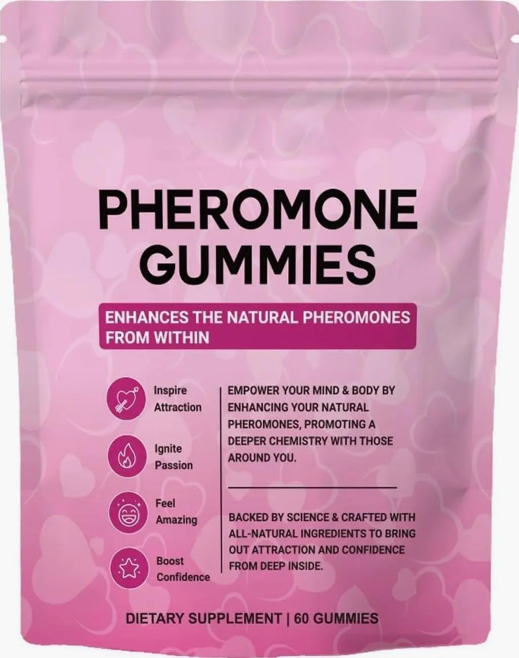 Pheromone Gummies for Women, Social Attraction Support, Strawberry Flavor, Vegan, 60 Count
