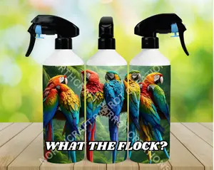 Macaws Perched on Branch "What the Flock" 16oz Misting Spray Bottle