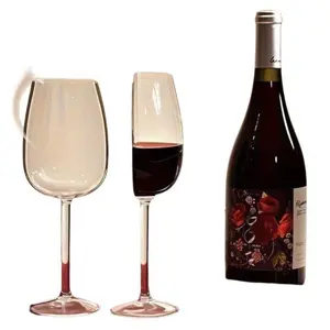 Creative Glass Half Wine Cup Set, Long Handle Portable Crystal Wine Glasses, Perfect for Friend Gatherings, Anniversaries, Weddings, Birthdays