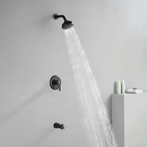 10-Spray Bath and Showerhead Faucet Wall Mount 3/2/1-Handle Tub & Shower Trim Combo with Pressure Balance Valve & Tub Spout - Matt Black, Brushed Nickel, Brushed Gold