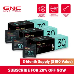 GNC 3-Pack Bundle: Mega Men's 30+ Vitapak, 90 day supply, Stress & Bone Support, 30 Count, Healthcare, overall Wellness, Dietary Supplement, Jumpstart