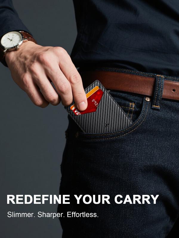 Wallet for Men Slim Minimalist Wallet with Money Clip ＆ ID Window RFID Blocking Pop-Up Credit Card Holder Smart Auminum Mens Wallet Holds 9-13 Cards, Front Pocket Bifold Christmas Gift For Men