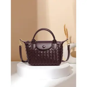 Women's Woven Leather Handbag, Fashionable Dumpling Shoulder Bag, High-End Dragon Satchel, Trendy Crossbody Bag, Leather Satchel Purse