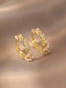 Fashion Faux Pearl Decorated Hoop Earrings, Elegant Minimalist Earrings, Elegant Jewelry for Women for Party, Daily Clothing Decor, Trendy All-match & Exquisite Jewelry for Birthday Gift