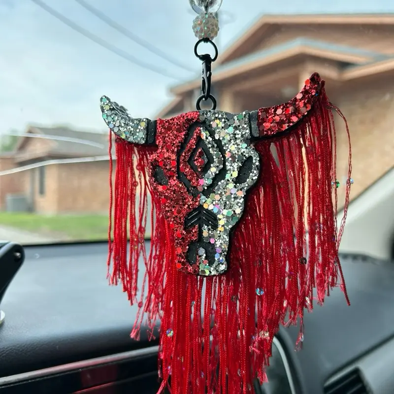 Red Bull Skull Car Air Freshener with Fringe for your car