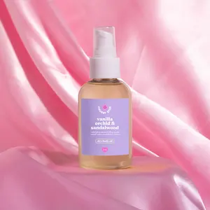 Vanilla Orchid Sandalwood Body Oil - 4 oz Moisturizing Dry Body Oil with Long Lasting Scent - Woody, Floral, Gourmand Scented Aroma