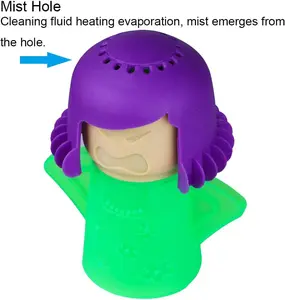 Angry Mama Microwave Steam Cleaner - Effortless Cleaning with Vinegar & Water, Compact Design, Non-Toxic, Dishwasher Safe, Green Aivwis-701