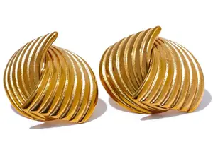 Stainless Steel Geometric Unusual Stud Earrings Prevent Allergy Simple Metal 18K Gold PVD Plated Jewelry