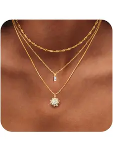 Gold Necklaces for Women,Layered Gold Necklace,14K Gold Plated Pendant Necklaces,Simple Choker Necklaces Set, Dainty Gold Chain Necklaces,Elegant Necklace,Trendy Gold Stacked Jewelry Gifts for Women