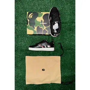 A Bathing Ape Bape Sta Low – Shark Pack Black Size 11 New Unworn Premium Leather Classic BAPE Design Iconic Streetwear