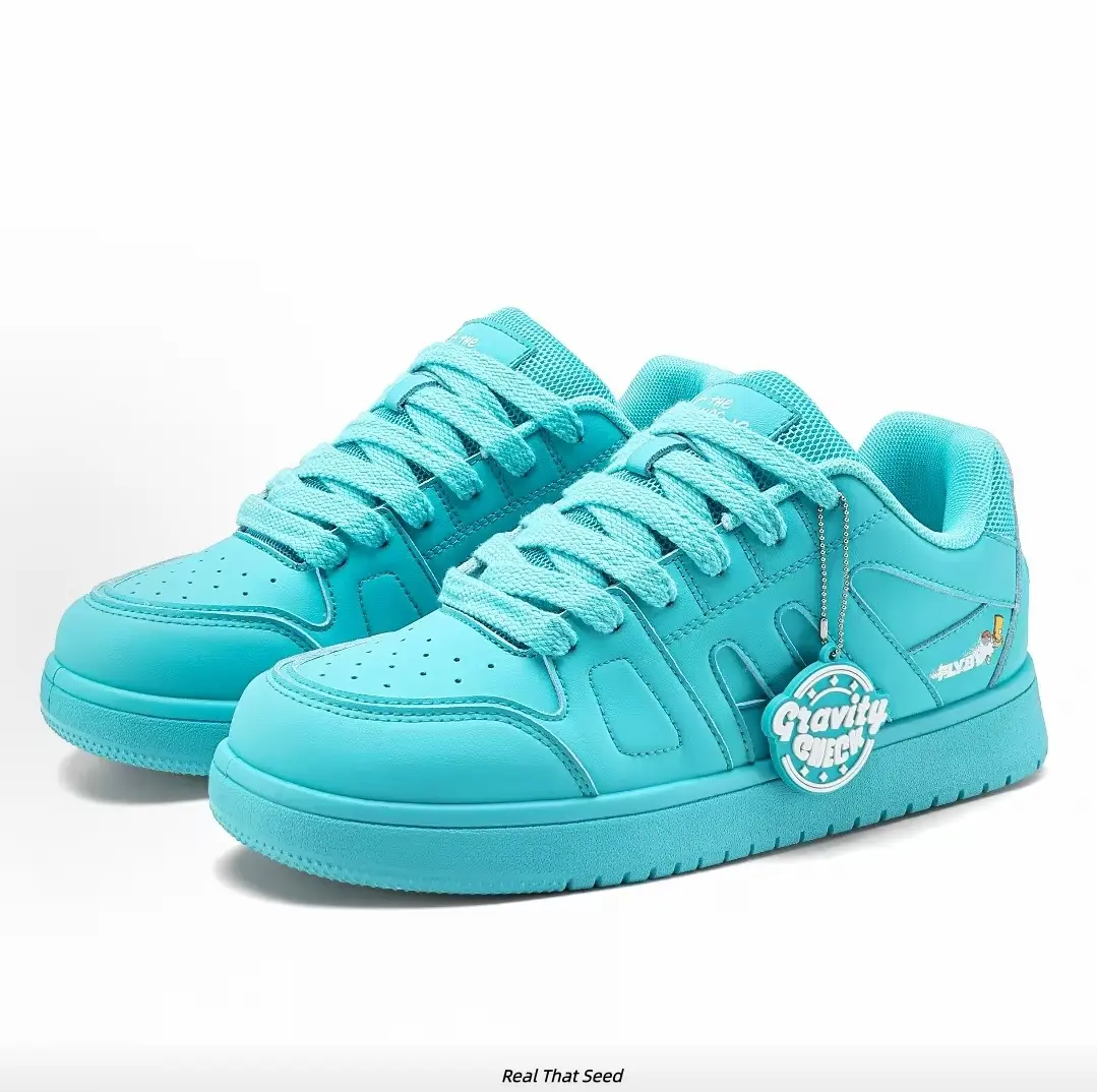 Solid Tiffany Blue Matte PU Casual Low Top Skate Sneakers Unisex, Full Matching Color Flat Cushion Sole Shock Absorb Non-Slip Rubber Daily Walking Board Shoes