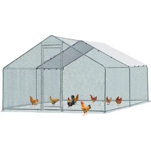 Outvita Chicken Coop, 13×10 FT Large Metal Chicken House, Poultry Habitat Cage with Waterproof Cover, Walk-in Chicken Run Pen for Small Animals, Yard, Farm, Patio