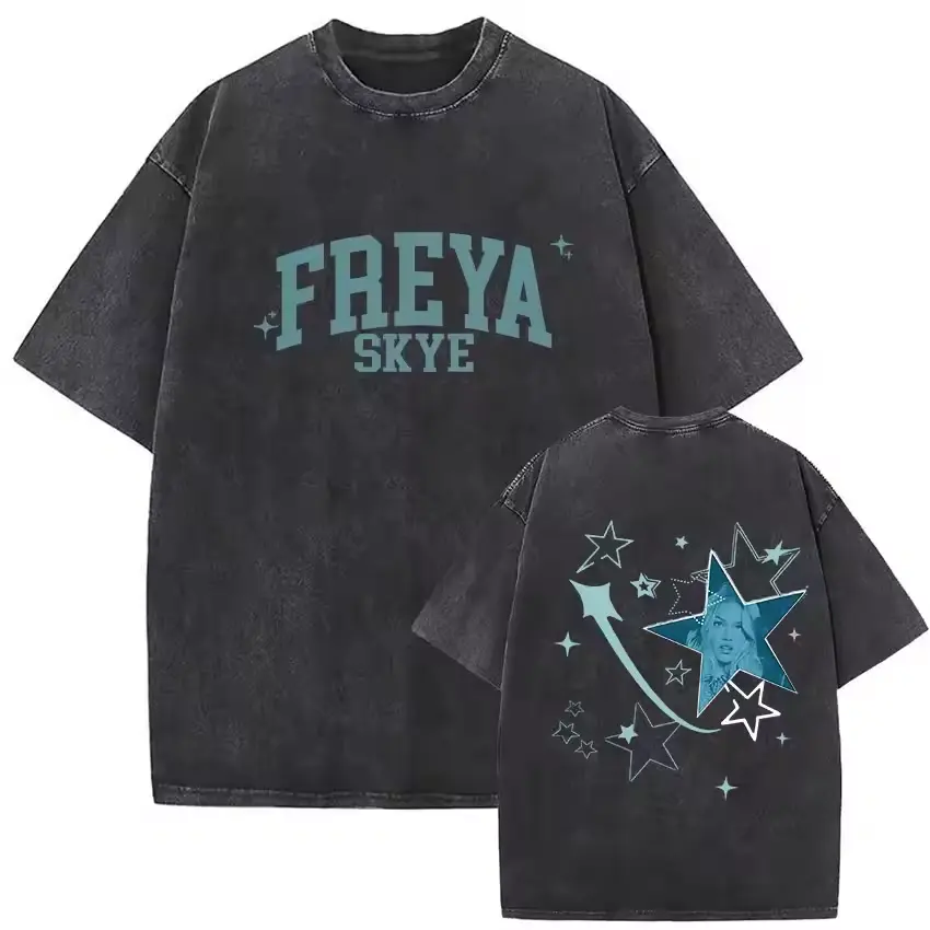 Freya Skye Stars Align Tour 2026 Retro Washed T Shirt Men Women O-Neck High Quality Clothing T-shirt Aesthetic Oversized Tshirts