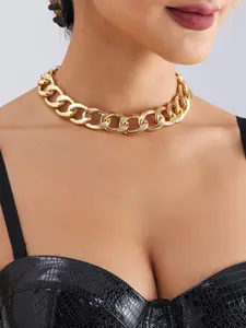 Thick Cuban Chain Gold Necklace, Adjustable Choker for Bold Style, Trendy Fashion Accessory, Perfect for Everyday Wear