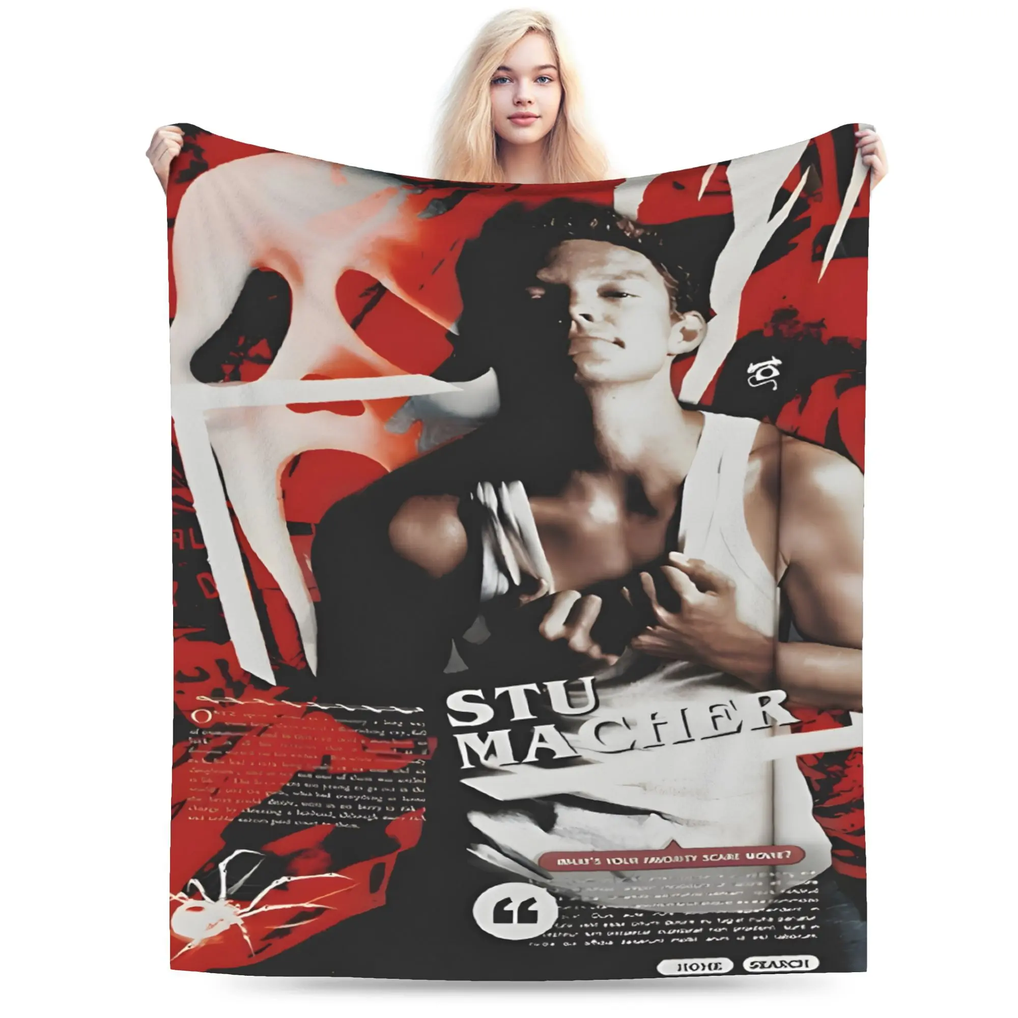 A Stu Macher Scream Franchise flannel blanket, soft and skin-friendly, suitable for year-round use, an ideal gift choice for holidays and birthdays