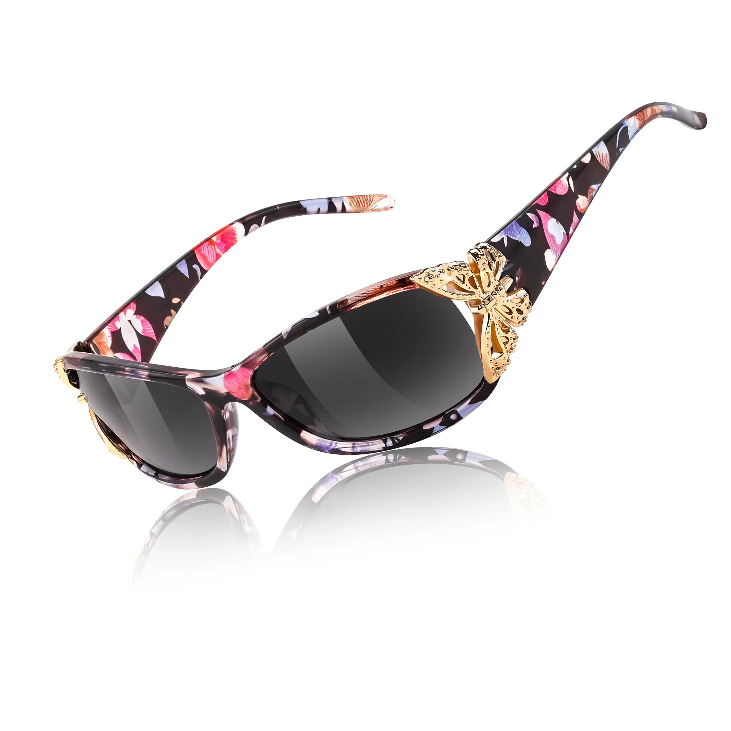 Floral pattern polarized gradient gray