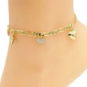 Gold Plated Heart Ankle Bracelet - Elegant Chain Design with Heart Charms for Stylish Footwear Accessories