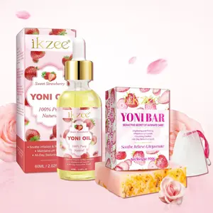 Ikzee Strawberry Skincare Oil + Handmade Strawberry Soap, Free Random Foaming Net, Rich Foam, Moisturizing, Body Cleaning Care Set