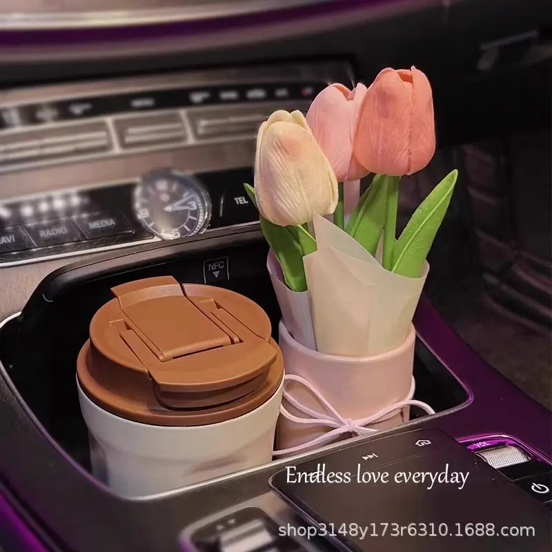 Car decoration tulip in ins style, cute and elegant, car accessories for girls, interior decoration items