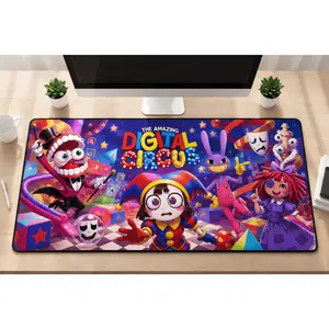 The Amazing Digital Circus Mouse Pad, Pomni Gaming Desk Mat, Circus Anime Mousepad, Cartoon Gamer Setup, Colorful Desk Decor