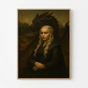 Daenerys Targaryen Portrait Poster – Renaissance Dragon Queen Wall Art - Mother of Dragons – Game of Thrones Inspired Print Funny Wall Art Home Decor