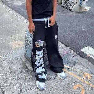 High Street Trendy Loose Casual Straight Tube American Printed Pants for Men And Women 2025 Fashion Brand