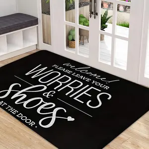 Welcome Mat Entrance Rug, Home Decorative Rug, Soft Flannel Door Mat, Non-Slip Indoor Carpet, Suitable for Living Room, Hallway, Bedroom, Bathroom, Decorative Fluffy Rug