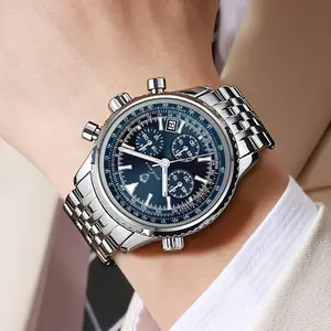 GOHOUS Luxury Watches For Man Date Chronograph Stainless Steel Sport Men Watch Fashion Waterproof Luminous Quartz Military Men's Watch