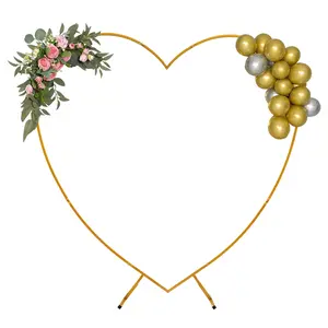 CNCEST Loving Heart Arch Metal Wedding Arch 6.89ft 2.1m Heart-Shaped Golden Arch Climbing Frames for Wedding Birthday Photo Background Decorations High-Quality Carbon Steel Free Standing Elegance Style