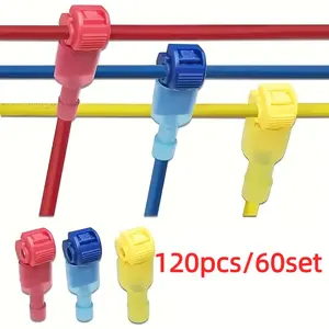 Quick Cable Connector, Universal Connector, 120pcs Snap Lock Wire Terminal Crimp T-Tap Connector Kit, Fast Electrical Fix, Prevent Loose Wires, No-Strip Design, Ideal for DIY Home Improvement, Auto Wiring, Car Stereo, Motorcycle, Boat, RV Repair