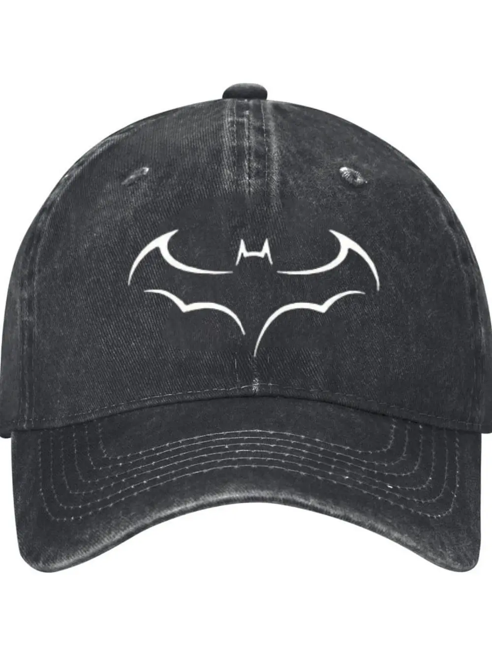 Vintage Washed Baseball Cap  Bat Logo 32 Pc Unisex Vintage Washed Baseball Cap - Premium Solid Color Blank Design - Available In Earthy Tones (Black)