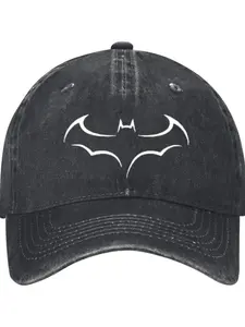 Vintage Washed Baseball Cap  Bat Logo 32 Pc Unisex Vintage Washed Baseball Cap - Premium Solid Color Blank Design - Available In Earthy Tones (Black)