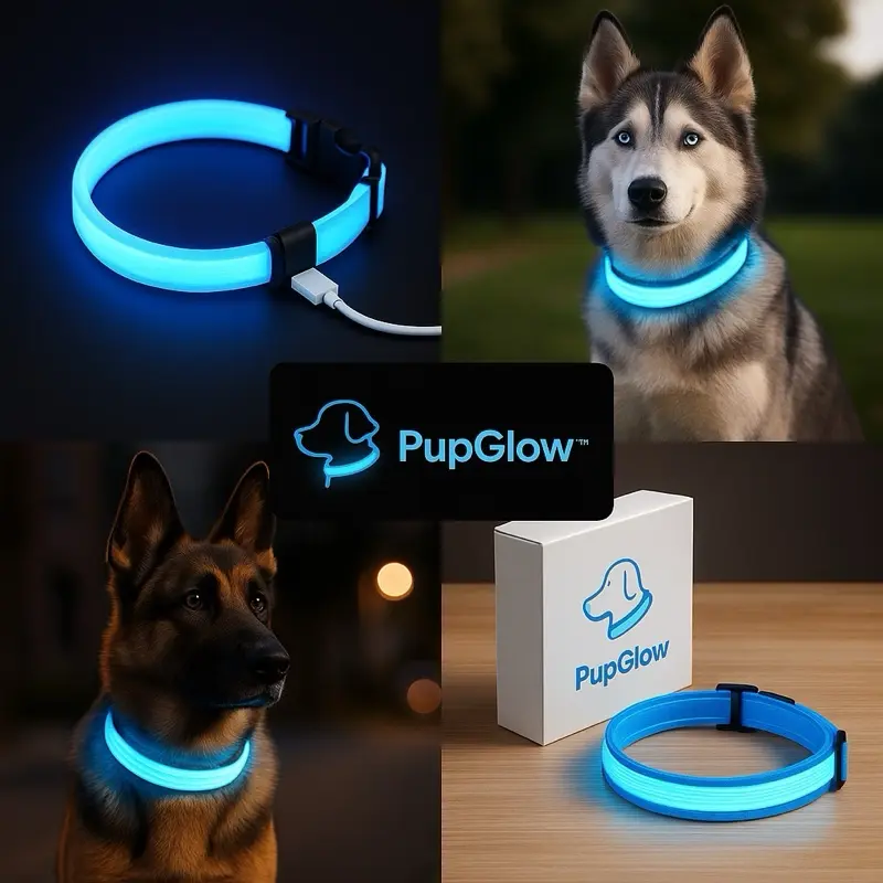 LED Dog Collar Rechargeable Night Visibility Adjustable Glow Waterproof Safety