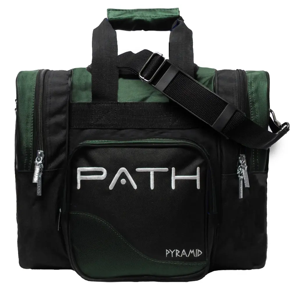 PYRAMID Path Pro Deluxe Non-Roller Bowling Bag, Single Tote Sport Carrier for 1 Ball, Black/Hunter Green
