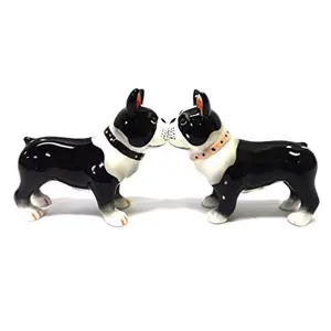 Boston Terrier Dogs Ceramic Magnetic Salt and Pepper Shaker Set