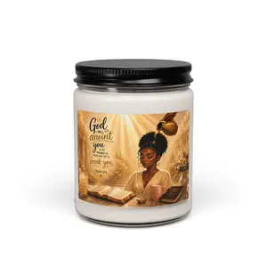 Prayerful Woman Illustration Candle | Soy 9oz, Inspirational Scripture Label