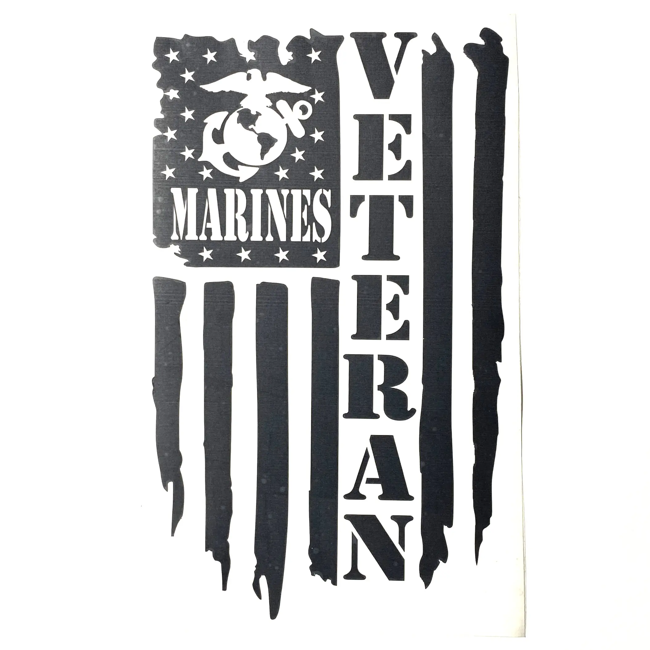 US Flag Veteran Car Decal - 6x10 -11x20 Made in USA, Army, Navy, Marines, Airforce, US Coast Guard
