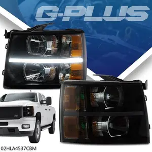 Fit For 2007-2014 Silverado LED DRL Strip Smoke Lens Amber Corner Headlights New