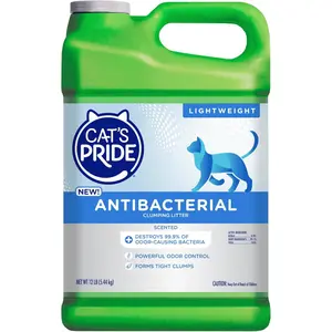 NEW Antibacterial Cat Litter: Destroys 99.9% of Odor-Causing Bacteria - Powerful Odor Control - Premium Lightweight Clumping Litter - Scented, 12 Pounds