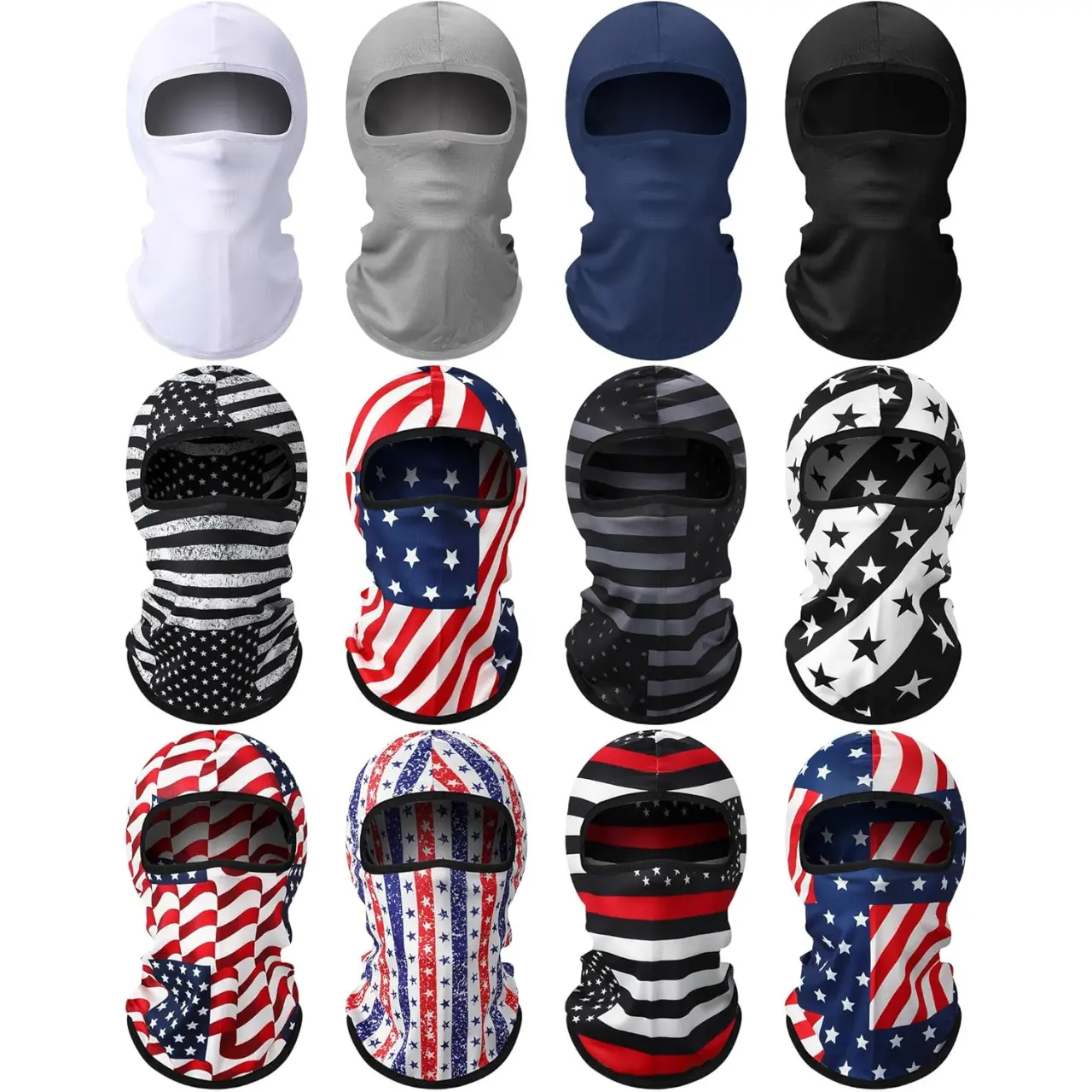 12 Pcs Winter Balaclava Ski Face Mask All Season Full Face Cover US Flag Windproof UV Protection Mask for Men and Women Outdoor