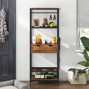 Dog feeding station,3 Height Adjustable Raised Dog Bowls, Dog Feeder Station for Large Medium Dogs Cats, Dog Storage with shelves.